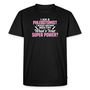 Phlebotomist Superpower Tee - Men's Premium Organic T-Shirt - black - Front - Nico (187cm)