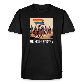 Pride at Dawn: Western Flag Ride - Men's Premium Organic T-Shirt - black - Front - Nico (187cm)