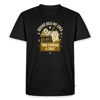 Quand Dieu Me Créa Humour Boussole Crayon - T-shirt Premium bio Homme - noir - Devant - Nico (187cm)