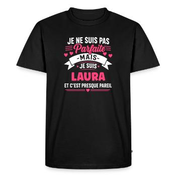 Laura: Pas parfaite mais presque pareil - T-shirt Premium bio Homme - noir - Devant - Nico (187cm)