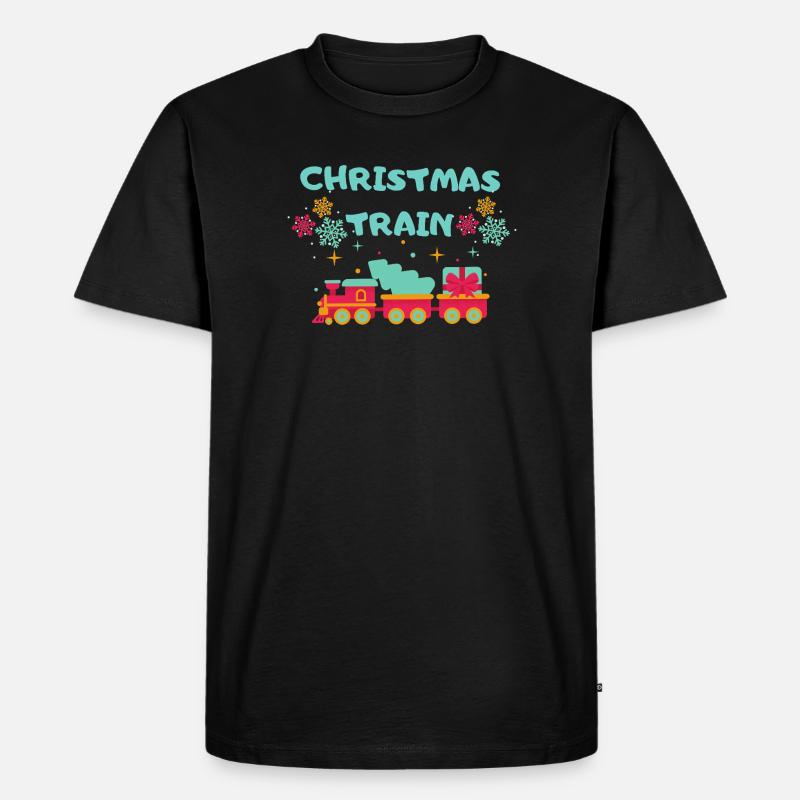Christmas Train - Männer Premium Bio T-Shirt - Schwarz