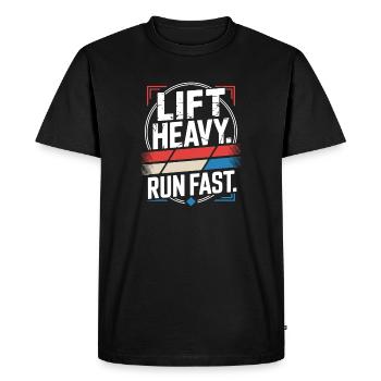 Lift Heavy Run Fast Gym Weight Training Workout Fitness - Men's Premium Organic T-Shirt - black - Front - Nico (187cm)