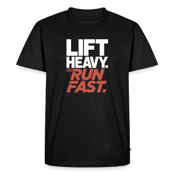 Lift Heavy Run Fast Gym Weight Training Workout Fitness - Men's Premium Organic T-Shirt - black - Front - Nico (187cm)