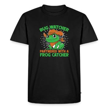 Attrape-grenouilles, Observateur d’insectes, associé à Catcher - T-shirt Premium bio Homme - noir - Devant - Nico (187cm)