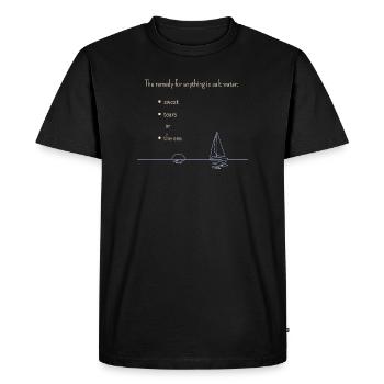 The remedy for anything... for dark products - Men's Premium Organic T-Shirt - black - Front - Nico (187cm)
