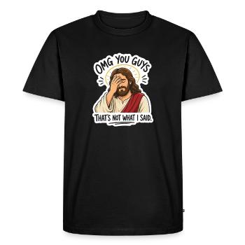 Jesus Facepalm Saying Sticker - Men's Premium Organic T-Shirt - black - Front - Nico (187cm)