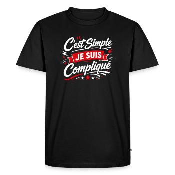 C est Simple Je Suis Compliqué - T-shirt Premium bio Homme - noir - Devant - Nico (187cm)