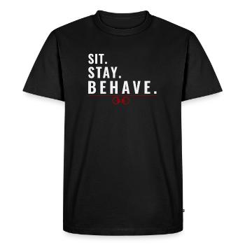Assieds-toi. Reste. Comportez-vous bien. – Mentalité d’obéissance - T-shirt Premium bio Homme - noir - Devant - Nico (187cm)