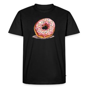 Pink donut with sprinkles - Men's Premium Organic T-Shirt - black - Front - Nico (187cm)