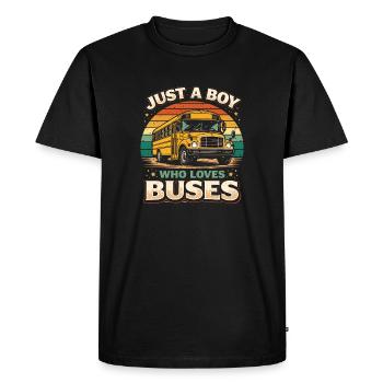 Un seul garçon aime les bus rétro - T-shirt Premium bio Homme - noir - Devant - Nico (187cm)