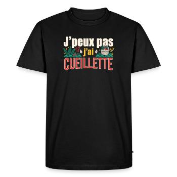 J'peux pas j'ai cueillette - T-shirt Premium bio Homme - noir - Devant - Nico (187cm)