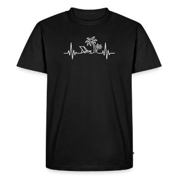 Summer Holidays Palm Trees - Heartbeat Line - Men's Premium Organic T-Shirt - black - Front - Nico (187cm)