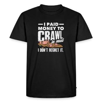 Girl on muddy obstacle course - Men's Premium Organic T-Shirt - black - Front - Nico (187cm)