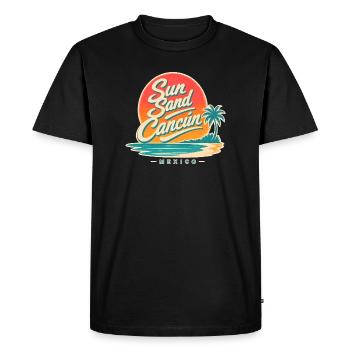 Beach Vacation Gifts, Sun Sand Cancun Mexico - Men's Premium Organic T-Shirt - black - Front - Nico (187cm)