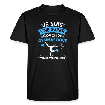 Super Coach Gymnastique Tends Tes Pointes - T-shirt Premium bio Homme - noir - Devant - Nico (187cm)
