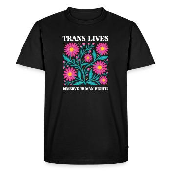 Mois de la fierté : les vies LGBT-trans méritent les droits humains - T-shirt Premium bio Homme - noir - Devant - Nico (187cm)