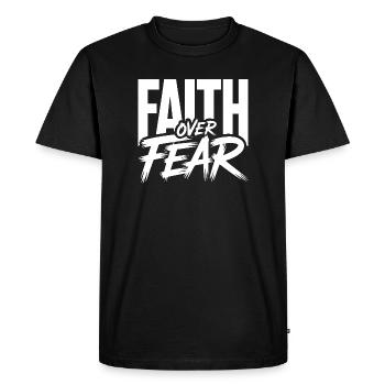 Foi Foi avant la peur Jésus Dieu Versets bibliques Église - T-shirt Premium bio Homme - noir - Devant - Nico (187cm)