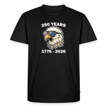 250 Years USA Eagle with Flag Goggles - Men's Premium Organic T-Shirt - black - Front - Nico (187cm)
