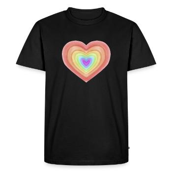 Cœur aquarelle arc-en-ciel - T-shirt Premium bio Homme - noir - Devant - Nico (187cm)
