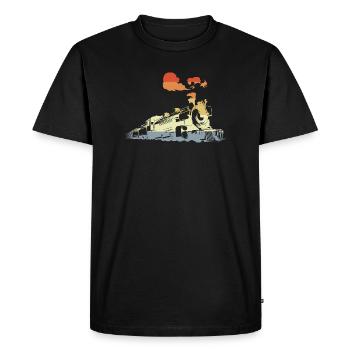 Vintage steam train - Men's Premium Organic T-Shirt - black - Front - Nico (187cm)