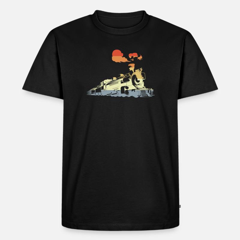 Oldtimer Dampfzug - Männer Premium Bio T-Shirt - Schwarz