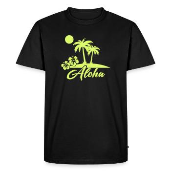 Silhouette de l’île Aloha Palm Trees - T-shirt Premium bio Homme - noir - Devant - Nico (187cm)