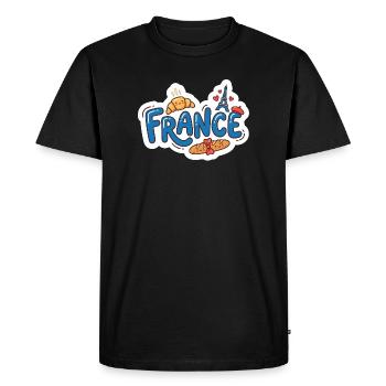 Sticker France Kawaii Croissant Paris - T-shirt Premium bio Homme - noir - Devant - Nico (187cm)