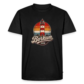Lighthouse Borkum 2026 Rétro - T-shirt Premium bio Homme - noir - Devant - Nico (187cm)