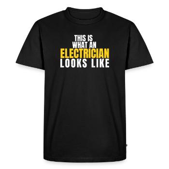 C’est à ça qu’un électricien ressemble : drôle de cadeau - T-shirt Premium bio Homme - noir - Devant - Nico (187cm)