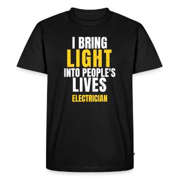 J’apporte de la lumière dans la vie des gens Don d’électricien - T-shirt Premium bio Homme - noir - Devant - Nico (187cm)