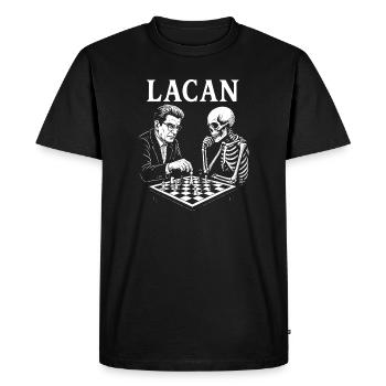 Jacques Lacan plays chess with skeleton - Men's Premium Organic T-Shirt - black - Front - Nico (187cm)