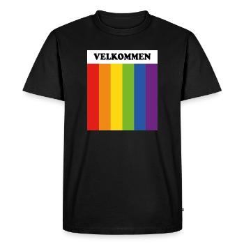 LGBT welcome Velkommen Danish Norwegian  - Men's Premium Organic T-Shirt - black - Front - Nico (187cm)