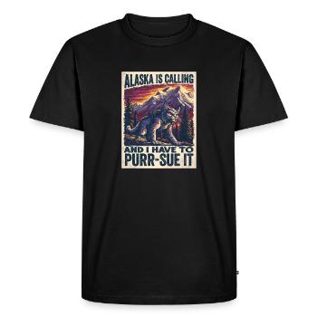 Alaska Is Calling Cat Holiday Pun - Men's Premium Organic T-Shirt - black - Front - Nico (187cm)