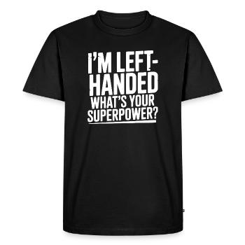 Je suis gaucher, quel est ton super-pouvoir ? - T-shirt Premium bio Homme - noir - Devant - Nico (187cm)