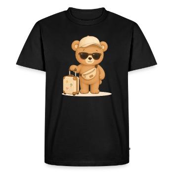 Voyage d’ours, vacances, aventure, motif animal - T-shirt Premium bio Homme - noir - Devant - Nico (187cm)
