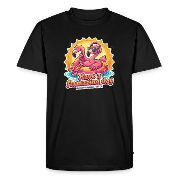Flamingo DJ Sunburst - T-shirt Premium bio Homme - noir - Devant - Nico (187cm)