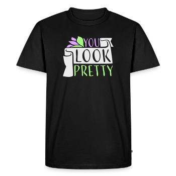 You Look Pretty Funny Complement Self Love Logo - Men's Premium Organic T-Shirt - black - Front - Nico (187cm)