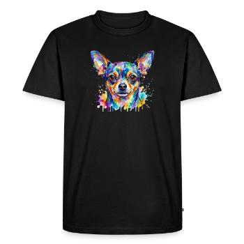 Color Explosion Chihuahua Head - Men's Premium Organic T-Shirt - black - Front - Nico (187cm)