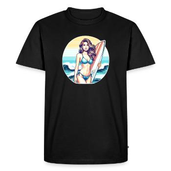 Diva du surf au coucher du soleil - T-shirt Premium bio Homme - noir - Devant - Nico (187cm)
