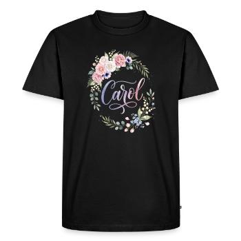 Couronne florale de Carol avec lettres - T-shirt Premium bio Homme - noir - Devant - Nico (187cm)