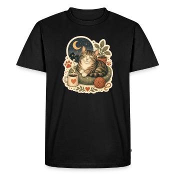 Laine de café pour chats douillets - T-shirt Premium bio Homme - noir - Devant - Nico (187cm)