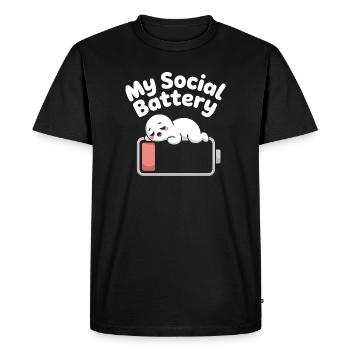 Batterie sociale Introverti Batterie morte - T-shirt Premium bio Homme - noir - Devant - Nico (187cm)