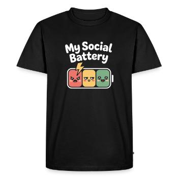 Batterie sociale Introverti Batterie morte - T-shirt Premium bio Homme - noir - Devant - Nico (187cm)