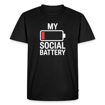Batterie sociale Introverti Batterie morte - T-shirt Premium bio Homme - noir - Devant - Nico (187cm)