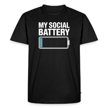 Batterie sociale Introverti Batterie morte - T-shirt Premium bio Homme - noir - Devant - Nico (187cm)