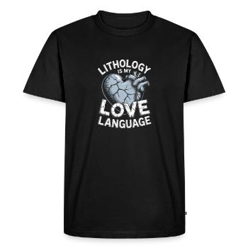Lithologie Langage de l’amour - T-shirt Premium bio Homme - noir - Devant - Nico (187cm)