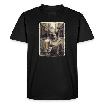 Winnie boit café latte - T-shirt Premium bio Homme - noir - Devant - Nico (187cm)