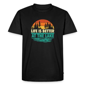 La vie est meilleure à la vie du ponton au lac - T-shirt Premium bio Homme - noir - Devant - Nico (187cm)