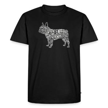 Cadeau du chien Frenchie en nuage de mots bouledogue français - T-shirt Premium bio Homme - noir - Devant - Nico (187cm)