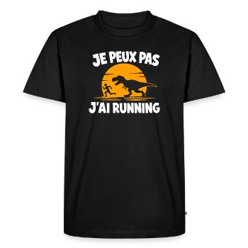 Je peux pas j'ai running Dinosaure - T-shirt Premium bio Homme - noir - Devant - Nico (187cm)